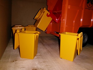 Bruder aanvullingsset: 5 stuks gele vuilnisbakken (aanbieding)