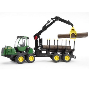 Bruder 02133 John Deere 1210E houttransport tractor met kraan voor bosbouw