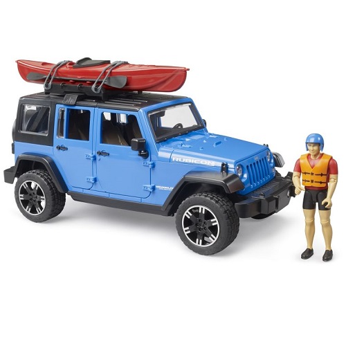 Bruder Jeep Wrangler Rubicon met kayak and kayaker (nieuw 2024)