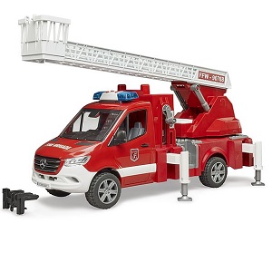 Bruder 02673 Mercedes MB Sprinter brandweer met draailadder en licht- en geluid module (aanbieding)