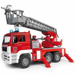 Bruder 02771 vrachtwagen MAN brandweer wagen met draailadder, licht en geluid module en waterpomp  (aanbieding)