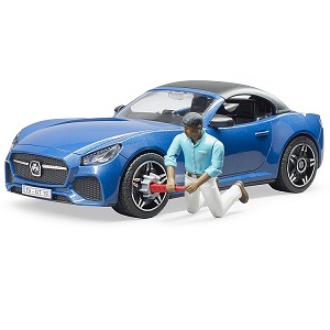 Bruder Roadster sportauto blauw met speelfiguur 