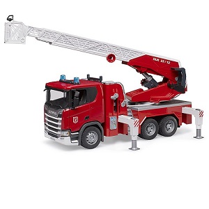 Bruder 03591 Scania Super 560R brandweerwagen met licht en geluid, ladder en licht en geluidsmodule (nieuw 2023)