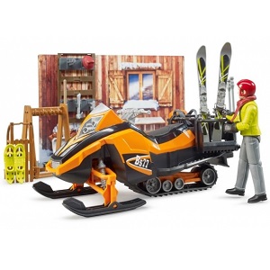 Bruder 63102 BWorld berghut met speelfiguur, sneeuwscooter en accessoires