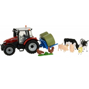 Britains 43205 Massey Ferguson 5612 tractor met accessoires en boerderijdieren 1:32