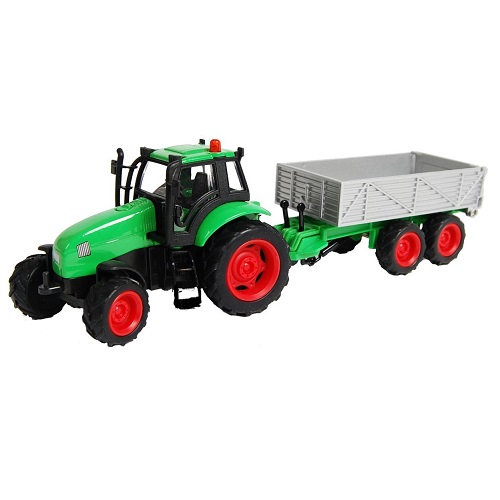 Kids Globe tractor met licht en geluid, frictie-motor en kiepaanhanger
