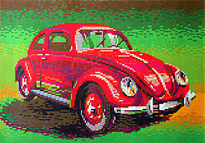Stick-it Volkswagen Kever (Beetle), ca. 8.350 steentjes,  verbindingsschijfjes, ophanghaakjes