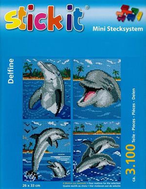 Stick-it dolfijnen, 4 in 1 set, ca. 3.100 steentjes, ophanghaakje en heveltje