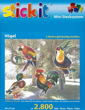Stick-it vogels XXL, 4 in 1 set, ca. 2.800 steentjes, ophanghaakje en heveltje