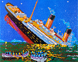 Stick-it Titanic zinkend, ca. 8.500 steentjes, verbindingsschijfjes, ophanghaakjes en heveltje