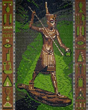 Stick-it Egyptische koning met speer, ca. 9.200 steentjes, verbindingsschijfjes, ophanghaakjes en heveltje