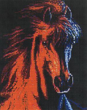 Stick-it Rode Mustang, ca. 9.600 steentjes, verbindingsschijfjes, ophanghaakjes en heveltje
