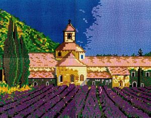 Stick-it Lavendelveld in de Provence, ca. 9.500 steentjes, verbindingsschijfjes, ophanghaakjes en heveltje