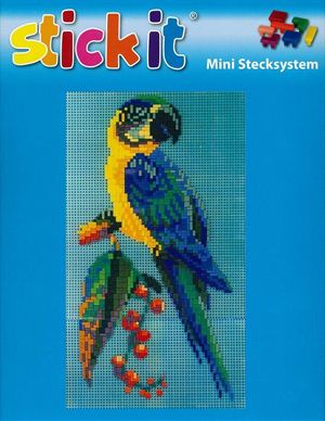 Stick-it Blauwe Ara/Papagaai, ca. 1.400 steentjes, verbindingsschijfjes, ophanghaakje en heveltje